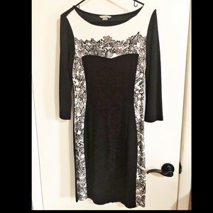 H&M form fitting black and white dress